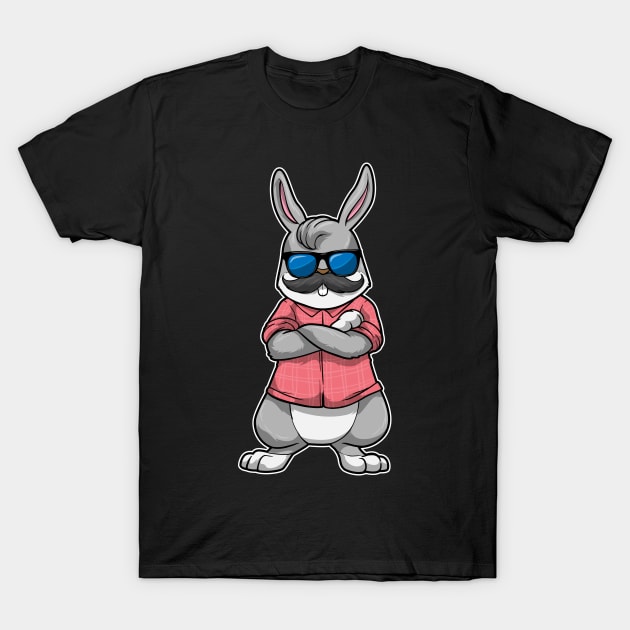 Rabbit with Mustache & Sunglasses T-Shirt by Markus Schnabel